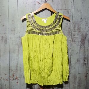 Lime green embellished tank